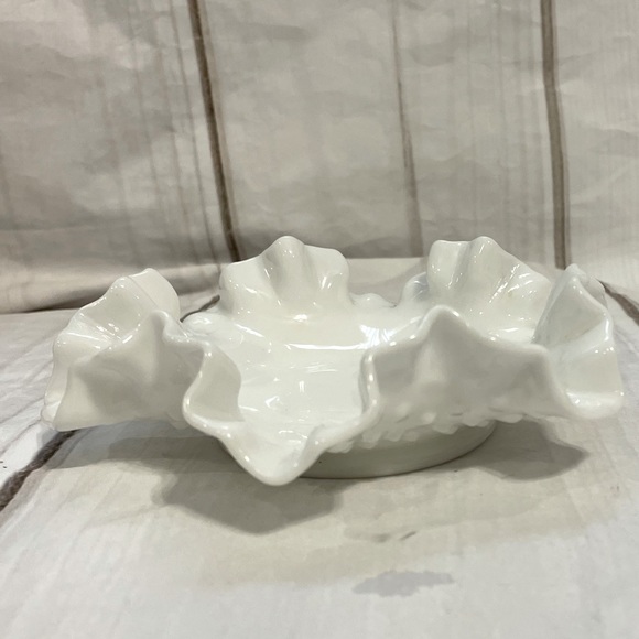 Fenton Other - Vintage Fenton hobnob milk glass bowl double crimp